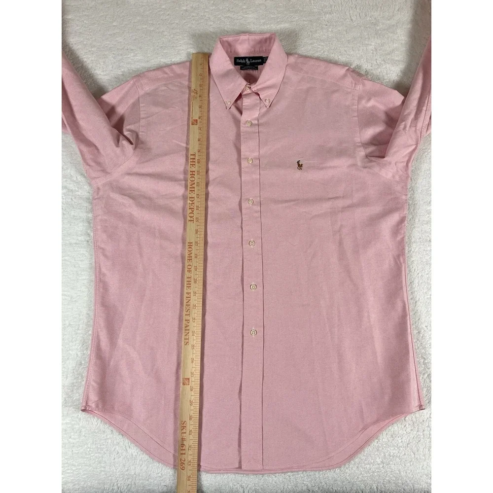 VTG Polo Ralph Lauren Yarmouth Pink Cotton‎ Oxford Cloth Button Down Mens 16-34